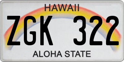 HI license plate ZGK322