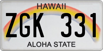 HI license plate ZGK331