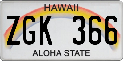 HI license plate ZGK366