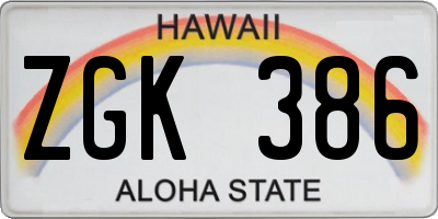 HI license plate ZGK386