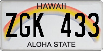 HI license plate ZGK433