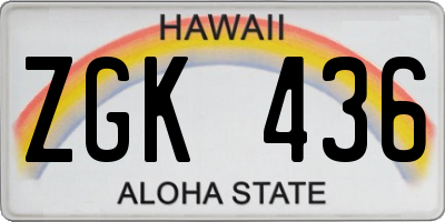 HI license plate ZGK436