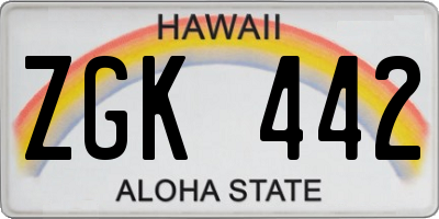 HI license plate ZGK442