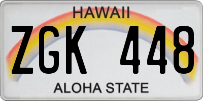HI license plate ZGK448