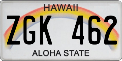 HI license plate ZGK462
