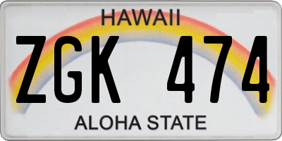 HI license plate ZGK474