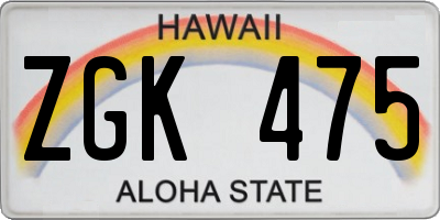 HI license plate ZGK475