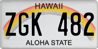 HI license plate ZGK482