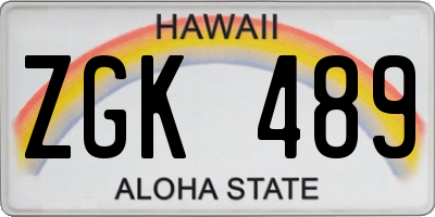 HI license plate ZGK489