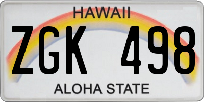 HI license plate ZGK498