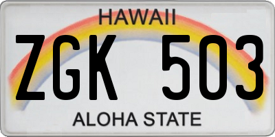 HI license plate ZGK503