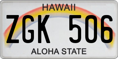 HI license plate ZGK506