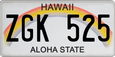 HI license plate ZGK525