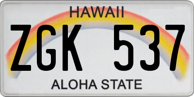 HI license plate ZGK537