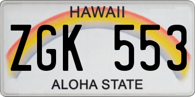 HI license plate ZGK553