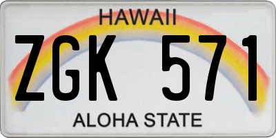 HI license plate ZGK571