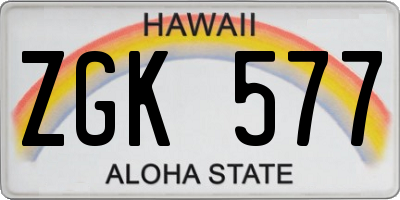 HI license plate ZGK577