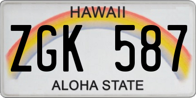HI license plate ZGK587