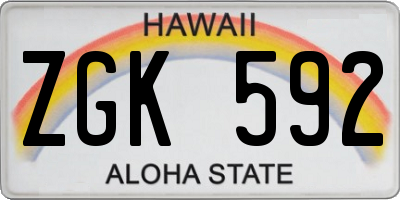 HI license plate ZGK592