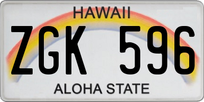 HI license plate ZGK596