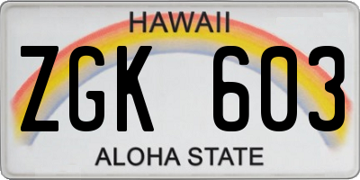HI license plate ZGK603