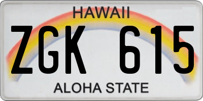 HI license plate ZGK615