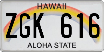 HI license plate ZGK616