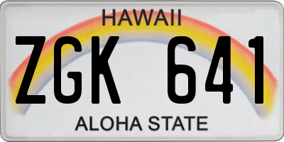 HI license plate ZGK641
