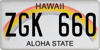 HI license plate ZGK660