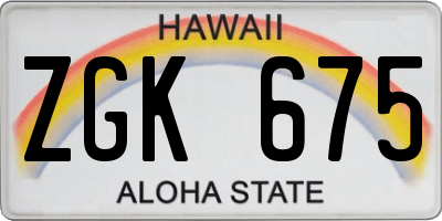 HI license plate ZGK675