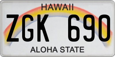 HI license plate ZGK690