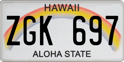 HI license plate ZGK697