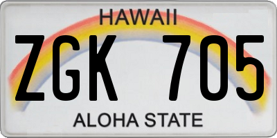 HI license plate ZGK705