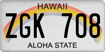 HI license plate ZGK708