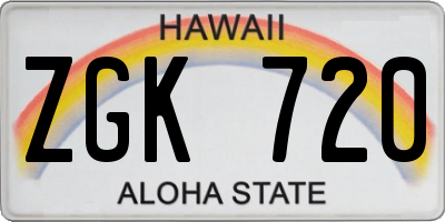 HI license plate ZGK720
