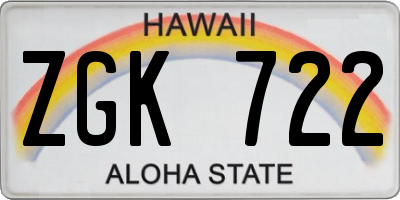 HI license plate ZGK722