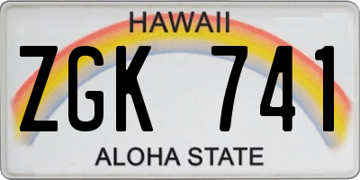 HI license plate ZGK741