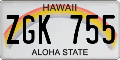 HI license plate ZGK755