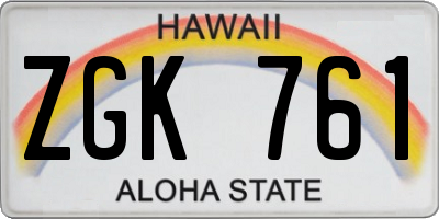 HI license plate ZGK761