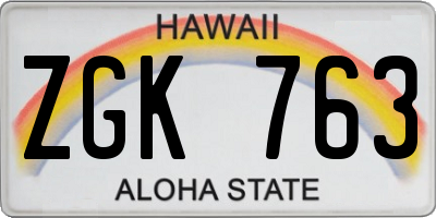 HI license plate ZGK763