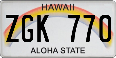 HI license plate ZGK770