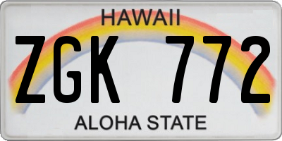 HI license plate ZGK772