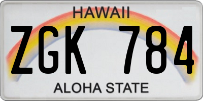 HI license plate ZGK784