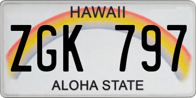 HI license plate ZGK797