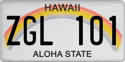 HI license plate ZGL101