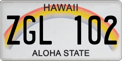 HI license plate ZGL102