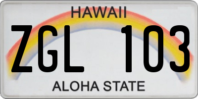 HI license plate ZGL103
