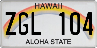 HI license plate ZGL104