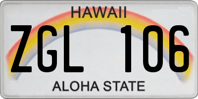 HI license plate ZGL106