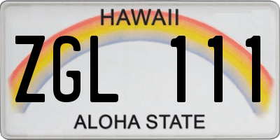 HI license plate ZGL111
